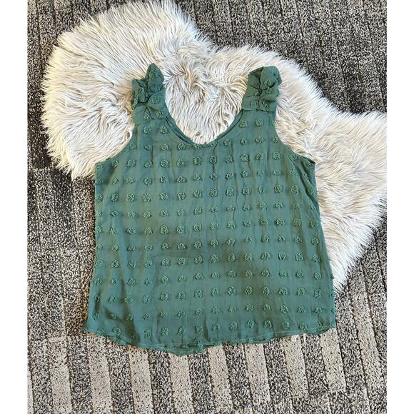 Swiss Dot Women’s V-Neck Green Tank Size 2XL - Picture 2 of 3
